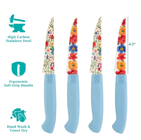 ❤️ New Pioneer Woman Prairie Cowboy  Grill Steak Pan with Steak Knifes - Picture 8 of 10